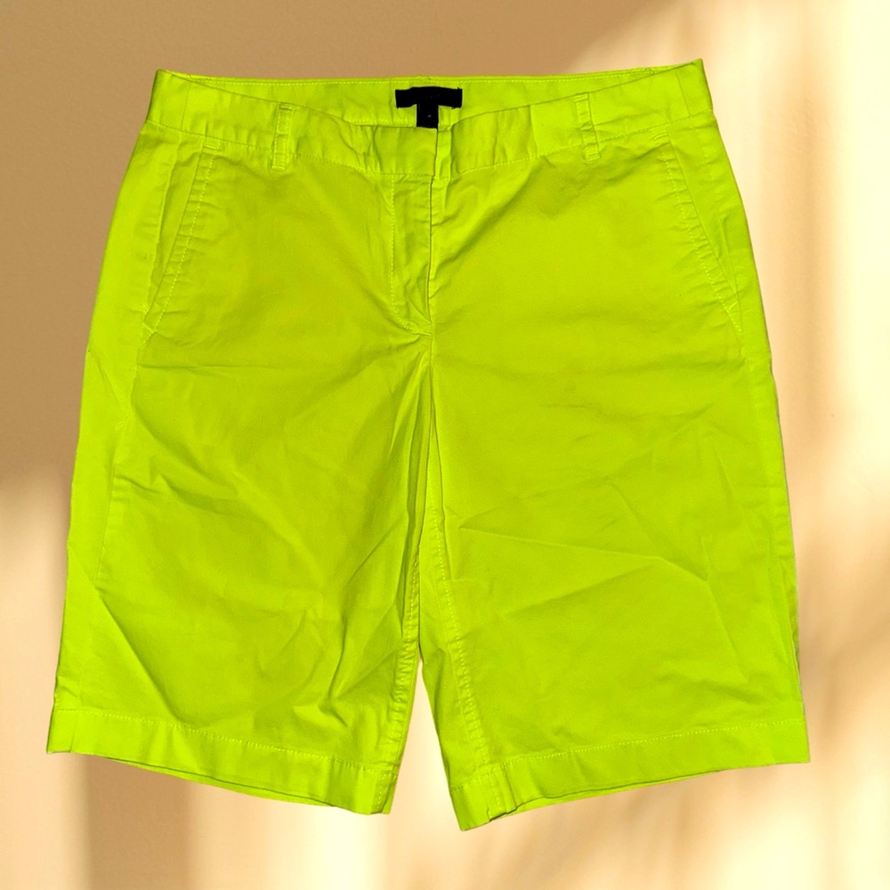 J Crew Neon Yellow Bermuda Shorts, Size 4